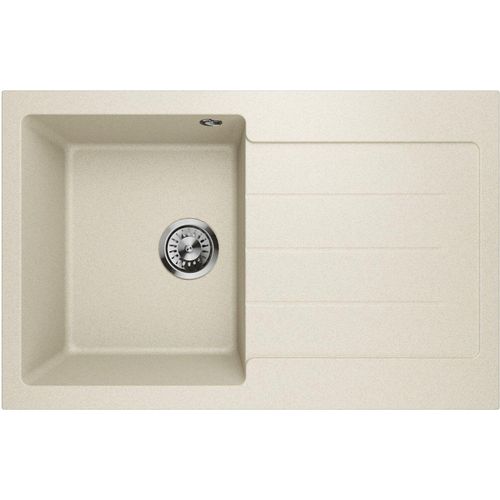 Spülbecken Granitspüle Einzelbecken Abtropffläche Decoro 1.0 Beige Rechts Siphon 10430