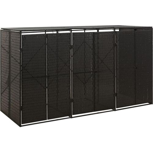 Mülltonnenbox für 3 Tonnen Schwarz 207x80x117 cm Poly Rattan