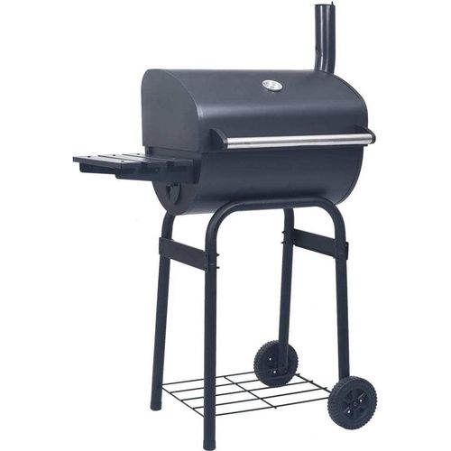 Holzkohlegrill Smoker mit Unterer Ablage Schwarz