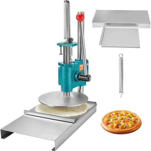 VEVOR Manuelle Pizzateig-Gebäckpresse 24 cm, 5 mm Dicke Herstellungsmaschine zum Pressen von Pizza-Handküchen, Küche Pizzateigpresse, Kommerzielle Edelstahl Teigausrollmaschine Silber
