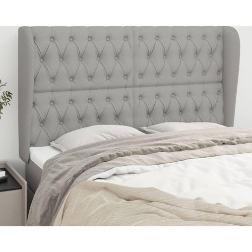 vidaXL Kopfteil mit Ohren Hellgrau 147x23x118/128 cm Stoff