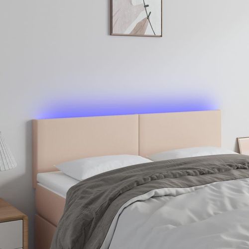 LED Kopfteil Cappuccino-Braun 144x5x78/88 cm Kunstleder