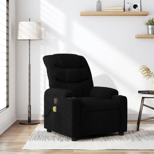 Massagesessel Fernsehsesel Schwarz Stoff 374158