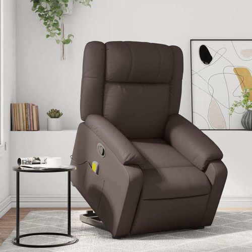 Massagesessel Fernsehsesel mit Aufstehhilfe Braun Kunstleder 3205159