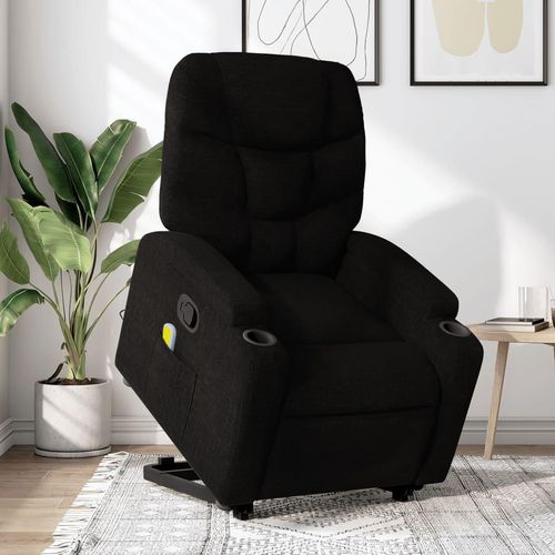 Massagesessel mit Aufstehhilfe Schwarz Stoff 3204610