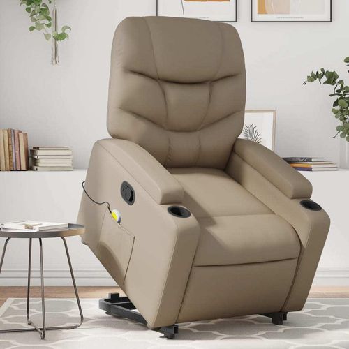 Massagesessel mit Aufstehhilfe Cappuccino-Braun Kunstleder 3204671
