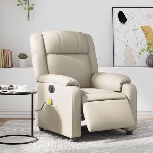 Massagesessel Elektrisch Creme Kunstleder , Klassische Sessel 2024 Neu
