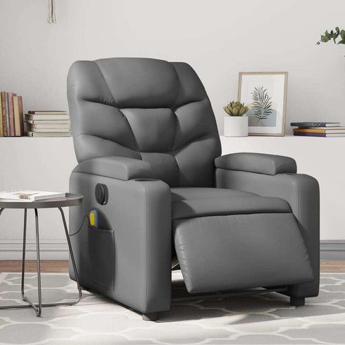 Massagesessel Elektrisch Grau Kunstleder , Klassische Sessel 2024 Neu