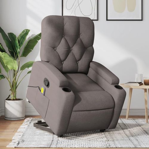 Massagesessel mit Aufstehhilfe Taupe Stoff 3204730