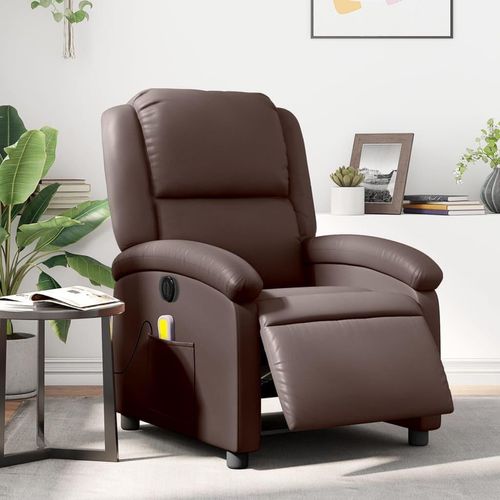 Massagesessel Elektrisch Braun Kunstleder , Klassische Sessel 2024 Neu