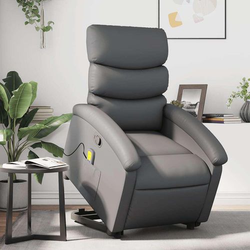 Massagesessel mit Aufstehhilfe Grau Kunstleder 3204050