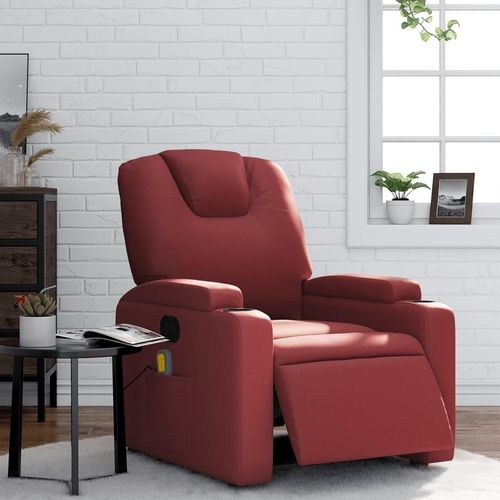 Massagesessel Elektrisch Weinrot Kunstleder , Klassische Sessel 2024 Neu