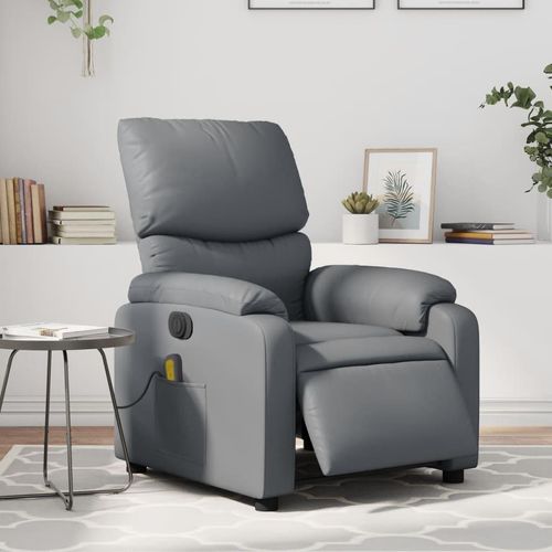 Massagesessel Elektrisch Grau Kunstleder , Klassische Sessel 2024 Neu