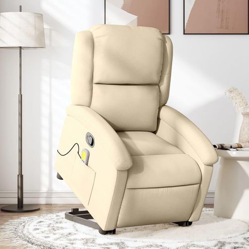 Massagesessel mit Aufstehhilfe Creme Stoff 3204185