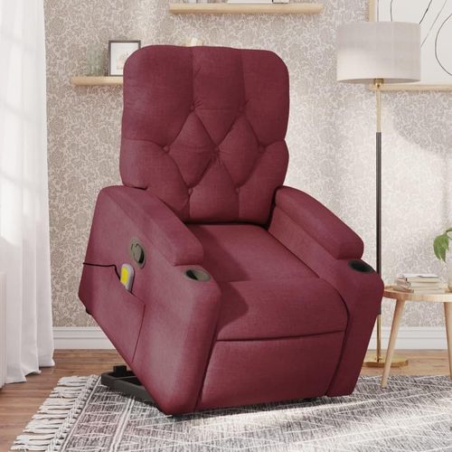 Massagesessel mit Aufstehhilfe Weinrot Stoff 3204725