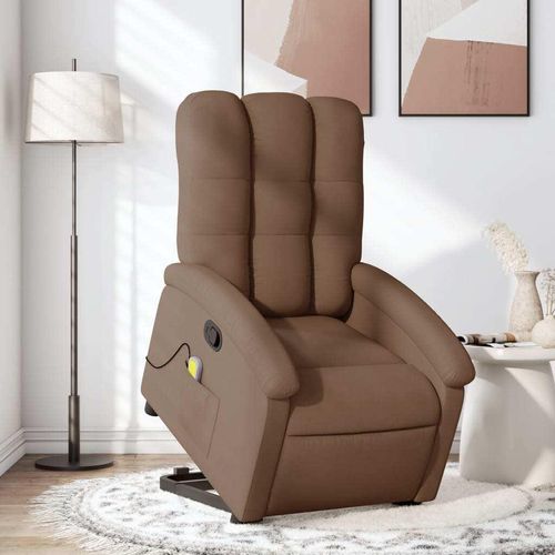 Massagesessel mit Aufstehhilfe Braun Stoff 3204108
