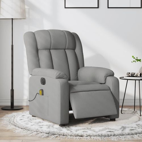 Massagesessel Fernsehsesel Elektrisch Hellgrau Stoff 3205304