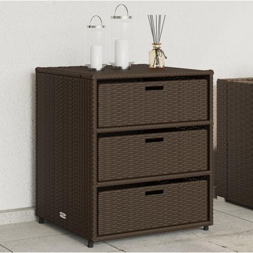 Gartenschrank Braun 55x59x69 cm Poly Rattan