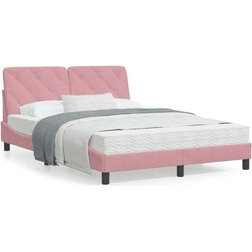 Bett mit Matratze Rosa 120x200 cm Samt