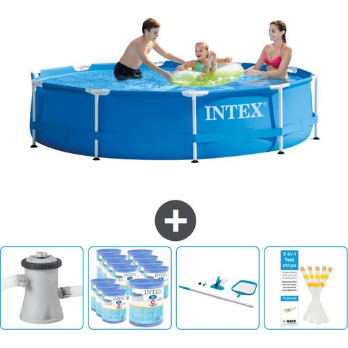 Intex Rundrahmen-Schwimmbecken – 305 x 76 cm – Blau – inklusive Pumpe Filter - Reinigungskit - Teststreifen