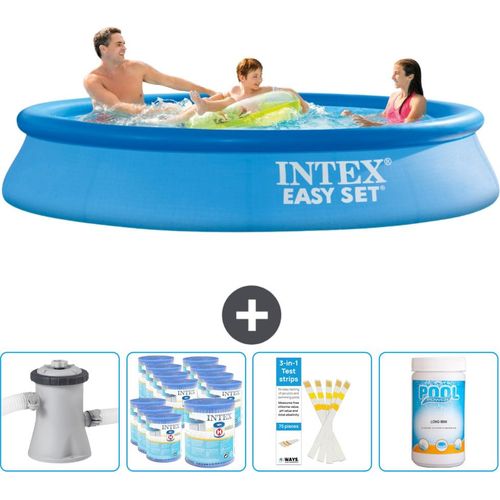 Intex runder aufblasbarer Easy Set-Schwimmpool – 305 x 61 cm – Blau – inklusive Pumpe Filter - Teststreifen - Chlor