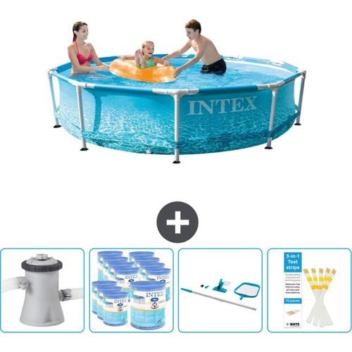 Intex Rundrahmen-Schwimmbecken – 305 x 76 cm – Wasserdruck – inklusive Pumpe Filter - Reinigungskit - Teststreifen