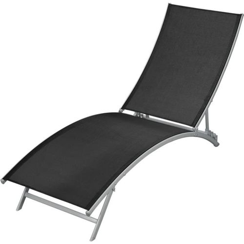 Sonnenliege Stahl und Textilene Schwarz