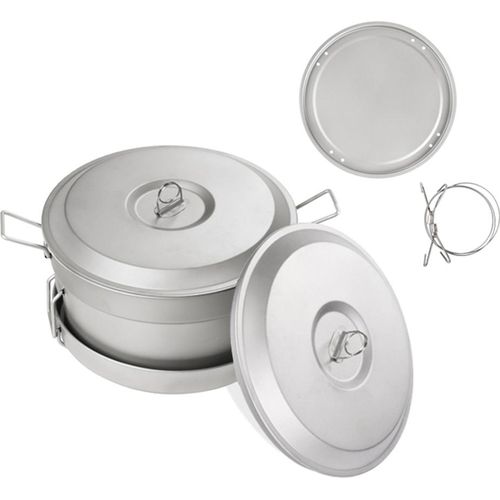 Outdoor Pure Ti Topfset 3L Topf Dampfpfanne Bratpfanne Camping Haengetopf mit Klappgriff