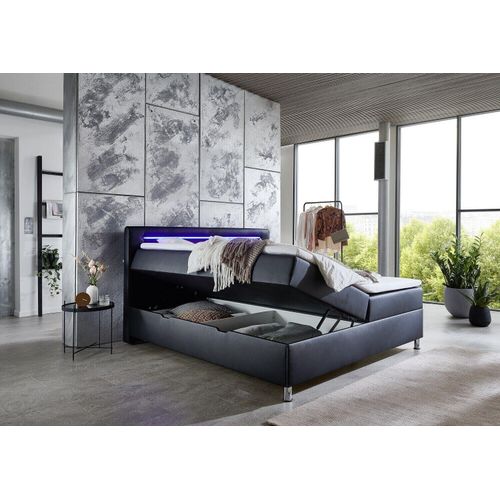 Boxspringbett Schwarz Boxspringbett Polstermöbel Kunstleder Luxus JVmoebel