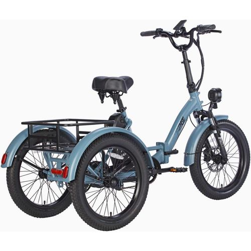 E Bike Dreirad Fat Klapprad E-Bike Lastenfahrrad 20 Zoll 48V 18,2Ah , Hydraulische Scheibenbremsen Elektrofahrrad, Elektro Lastenfahrrad 180kg Blau