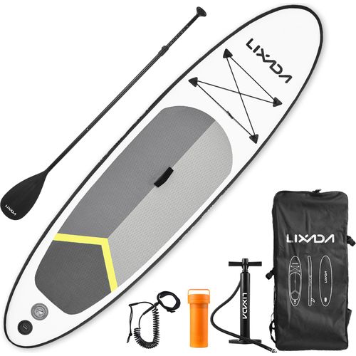 LIXADA Stand-Up-Paddle-Board, SUP-Paddle-Board-Set, aufblasbares Surfbrett + Paddle-Board, 320 x 81 x 15 cm, 150 kg (330 lbs) Tragfähigkeit, Schwarz