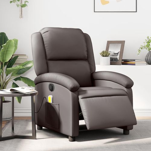 Massagesessel Fernsehsesel Elektrisch Dunkelbraun Echtleder 3204259
