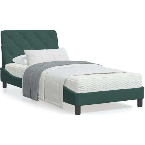 Bett mit Matratze Dunkelgrün 90x190 cm Samt