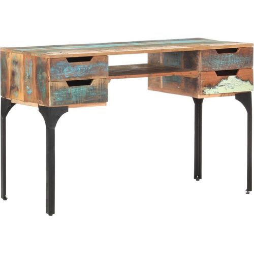 Schreibtisch 118x48x75 cm Recyceltes Massivholz , Schreibtische Design 2024