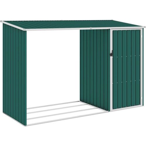 Garten Brennholzlager Grün 245x98x159 cm Verzinkter Stahl