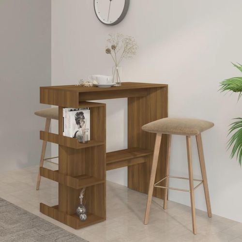 Bartisch mit Regal Braun Eiche 100x50x101,5cm Holzwerkstoff