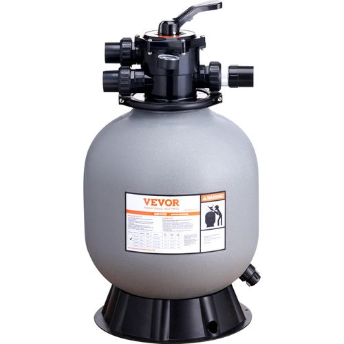 VEVOR Sandfilteranlage 45GPM Durchfluss Filteranlage 482,6mm Sandfilter 1-1/2Zoll Einlass-/Auslassdurchmesser Filterkessel HDPE Filterpumpe 7-Wege-Mehrwegeventil Sandfilterpumpe 458x458x835mm