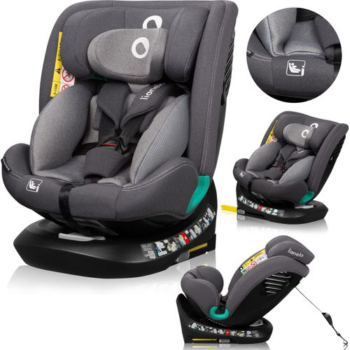 Lionelo Autokindersitz Bastiaan One i-Size, ab Geburt bis 12 Jahren, ab 0 kg bis 36 kg, Dri-Seat, 360 Grad - Grey Stone