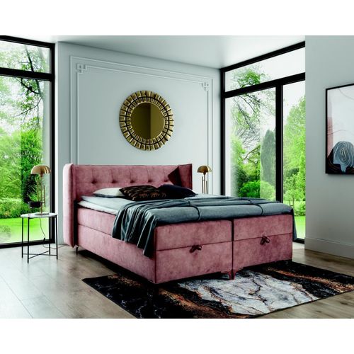 Schlafzimmer Möbel Boxspringbett Bett 160x200cm Modern Rosa JVmoebel