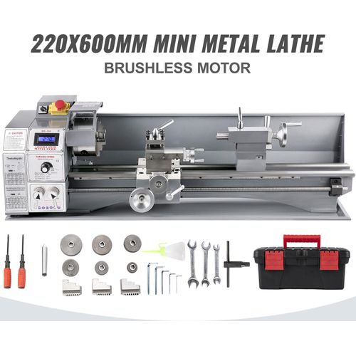 VEVOR Mini Drehbank 220x600mm Drehmaschine Metall 750 W Mini Drechselbank für Metallbearbeitung Drehbank Metall präzise einfach zu bedienen
