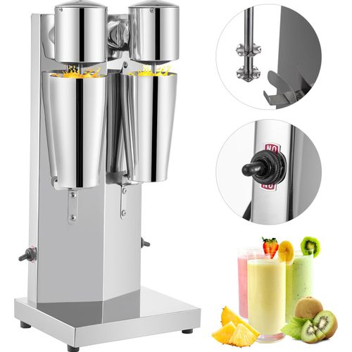 VEVOR Getränkemixer 150W, Milchshaker Elektrisch 800ml, Doppelköpfe, Silbrig, Elektrischer Mixer für Shakes, Cocktailmixer, Milchshake Maschine, Bar Mixer, Standmixer, Gewerbliche Privatgebrauch