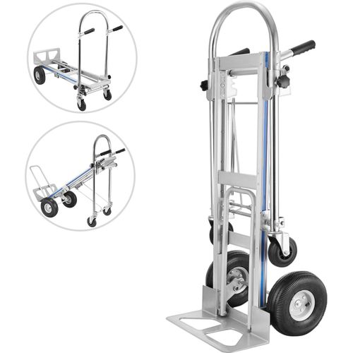 VEVOR 3-in-1-Sackkarre, zusammenklappbar, 1000 Pfund, robuster Allzweckwagen auf Rädern, umwandelbarer Aluminium-Sackkarre-Allzweckwagen mit 4 Rädern