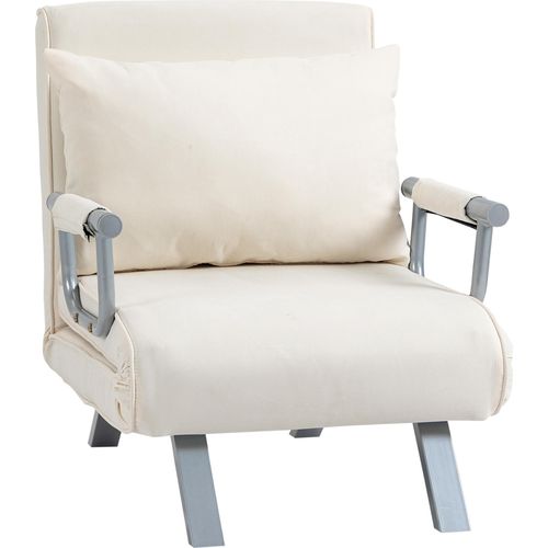 HOMCOM Schlafsofa mit Armlehne 3-in-1 Schlafsessel Gästebett Klappmatratze Klappbett Chaiselongue Multifunktion Polyester Creme 65 x 69 x 80 cm