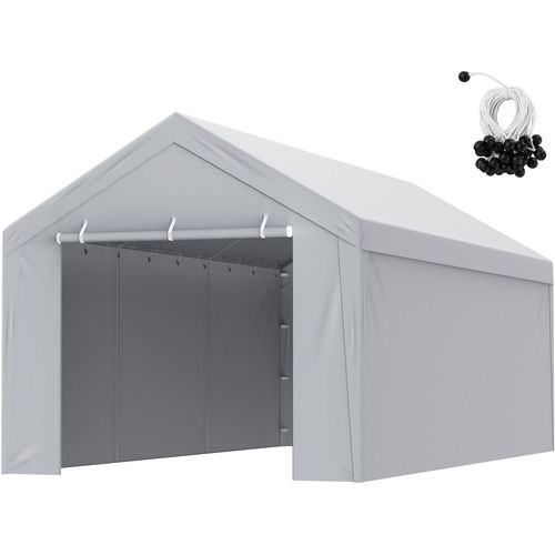 VEVOR Carport Garagezelt, oben + Seitenwand 3 x 6 m, Garagenzelt-Unterstandplane, wasserdicht und UV-geschützt, einfache Installation mit Spanngurten, weiß (Rahmen nicht im Lieferumfang enthalten)