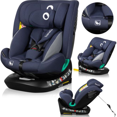 Lionelo Autokindersitz Bastiaan One i-Size, ab Geburt bis 12 Jahren, ab 0 kg bis 36 kg, Dri-Seat, 360 Grad - Blue Navy