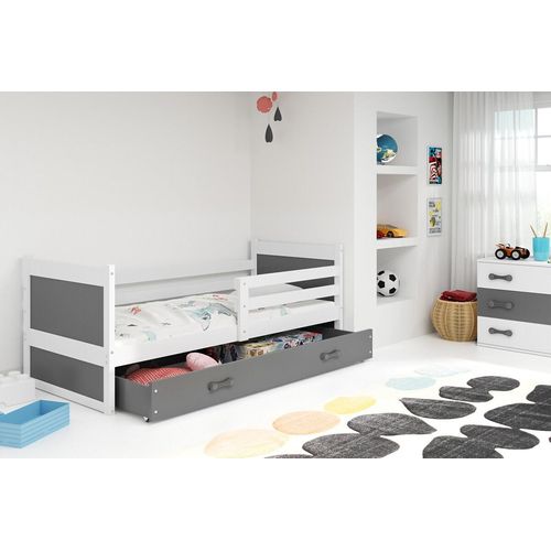 Kinderbett mit Stauraum ohne Matratze 80x190 FERGUS – Weiß / Graphit