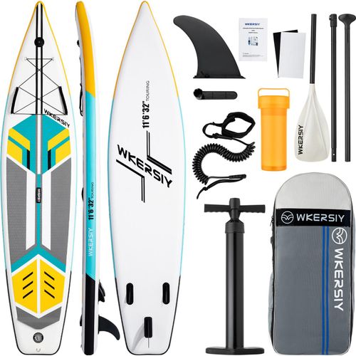 WKERISY Stand Up Paddle Board,SUP Paddle Board Set,aufblasbares Surfbrett + Paddle Surf Board Paddling Paddle Board,350*81*15cm,380lbs Tragfähigkeit