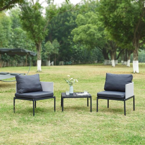 Gartenmöbelset ‘Accettura’ 3-tlg. mit Kissen Aluminium Grau