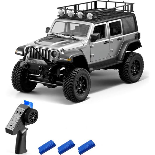 Ferngesteuertes Auto, Massstab 1:12, Allradantrieb, 2,4 G ferngesteuerter Raupen-Gelaendewagen mit Lichtern fuer Kinder und Erwachsene, mit 3 Batterien