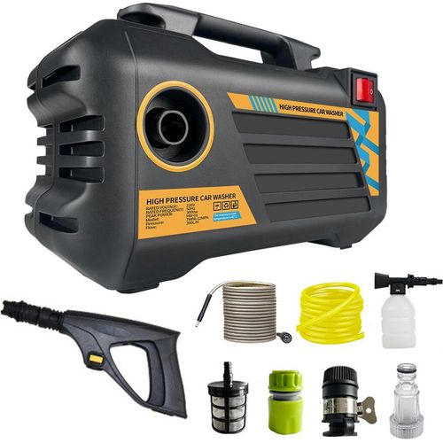 Elektrischer Hochdruckreiniger 1450 PSI, 3 verschiedene Druckspitzen, Hochdruckreiniger-Reinigungsmaschine mit Schaumkesselschlauch fuer Terrassenzaeune, Einfahrten, Autoreinigung